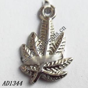 Jewelry findings, CCB plastic Pendant, Leaf 11x19mm hole=2mm, Sold by PC