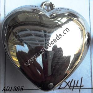 Jewelry findings, CCB plastic Pendant, Heart 42x44mm hole=3mm, Sold by PC