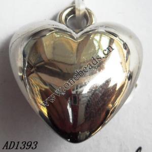 Jewelry findings, CCB plastic Pendant, Heart 23x26mm hole=4mm, Sold by PC