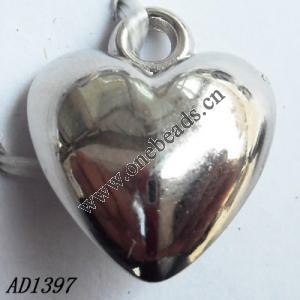Jewelry findings, CCB plastic Pendant, Heart 17x20mm hole=4mm, Sold by PC