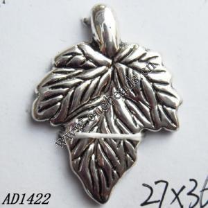 Jewelry findings, CCB plastic Pendant, Leaf 27x36mm hole=1.5mm, Sold by PC