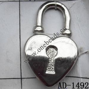 Jewelry Finding CCB plastic Pendant, Lock 26x43mm, Sold by bag
