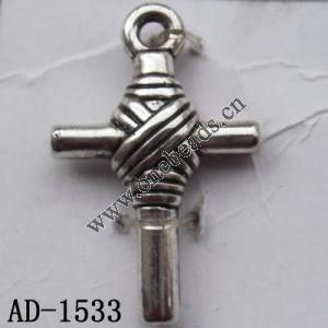 Jewelry Finding CCB plastic Pendant, Cross 18x28mm hole=2mm, Sold by bag