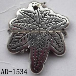 Jewelry Finding CCB plastic Pendant, Leaf 22x25mm hole=1mm, Sold by bag