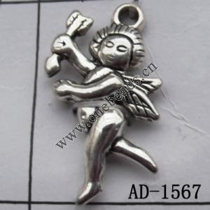 Jewelry Finding CCB plastic Pendant, Angel 22x39mm hole=3mm, Sold by bag