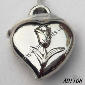 Jewelry findings, CCB plastic Pendant, Heart 13x16mm hole=3mm, Sold by PC