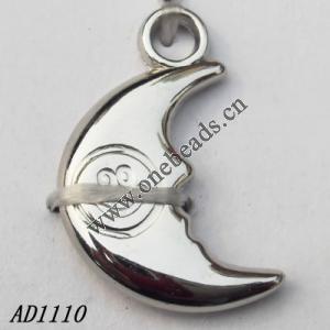 Jewelry findings, CCB plastic Pendant, Moon 12x20mm hole=2.4mm, Sold by PC