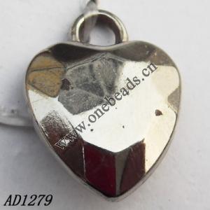 Jewelry findings, CCB plastic Pendant, Faceted Heart 15x20mm hole=3mm, Sold by PC