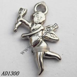 Jewelry findings, CCB plastic Pendant, Angel 14x23mm hole=2mm, Sold by Bag
