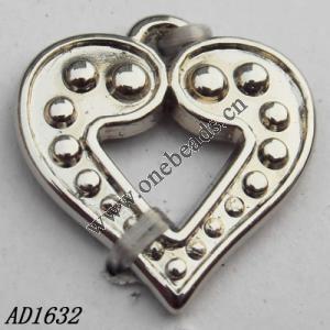 Jewelry findings, CCB plastic Pendant, Heart 16x17mm hole=1mm, Sold by PC