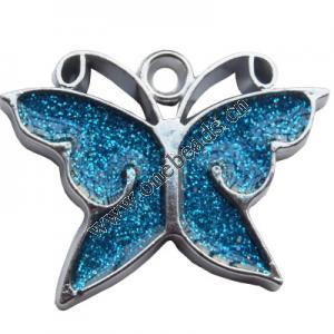  CCB plastic Pendant with enamel, Butterfly 29x37mm hole=3mm, Sold by PC