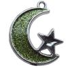  CCB plastic Pendant with enamel, Moon with star 32x38mm hole=3mm, Sold by PC