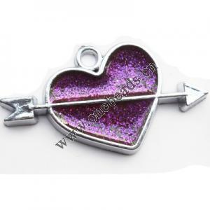  CCB plastic Pendant with enamel, Heart with sword 52x29mm hole=3mm, Sold by PC