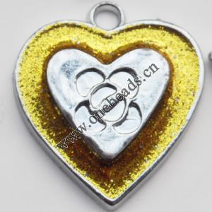  CCB plastic Pendant with enamel, Heart 34x38mm hole=4mm, Sold by PC