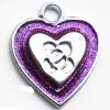  CCB plastic Pendant with enamel, Heart 23x27mm hole=3.5mm, Sold by PC