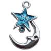  CCB plastic Pendant with enamel, Moon and star 18x31mm hole=2mm, Sold by PC