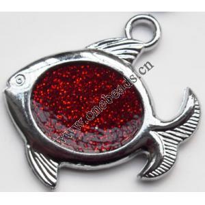  CCB plastic Pendant with enamel, Fish 32x32mm hole=3mm, Sold by PC