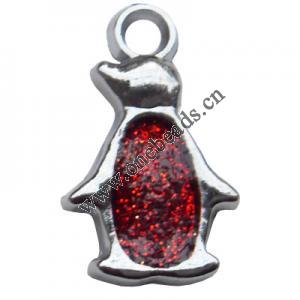  CCB plastic Pendant with enamel, Penguin 15x24mm hole=3mm, Sold by PC