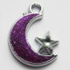  CCB plastic Pendant with enamel, Moon with star 20x26mm hole=3mm, Sold by PC