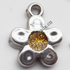  CCB plastic Pendant with enamel, Flower 17x21mm hole=2mm, Sold by PC