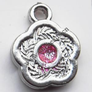  CCB plastic Pendant with enamel, Flower 15x19mm hole=2mm, Sold by PC