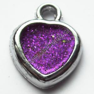  CCB plastic Pendant with enamel, Heart 14x17mm hole=2mm, Sold by PC