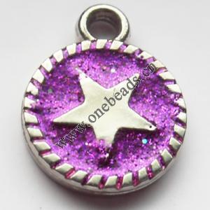  CCB plastic Pendant with enamel, Coin 15x19mm hole=2mm, Sold by PC