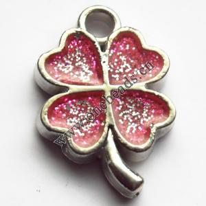  CCB plastic Pendant with enamel, Flower 13x19mm hole=2mm, Sold by PC