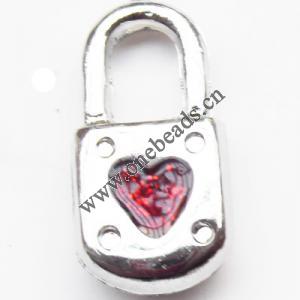  CCB plastic Pendant with enamel, Lock 10x19mm hole=4mm, Sold by PC