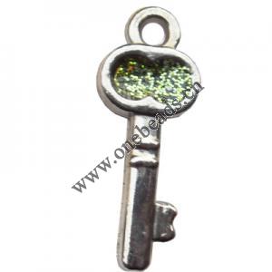  CCB plastic Pendant with enamel, Key 10x24mm hole=2mm, Sold by PC