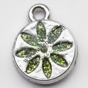  CCB plastic Pendant with enamel, Coin 12x15mm hole=2mm, Sold by PC