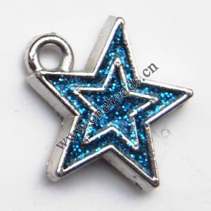  CCB plastic Pendant with enamel, Star 16x17mm hole=1.5mm, Sold by PC