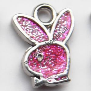  CCB plastic Pendant with enamel, Rabbit Head 16x18mm hole=2mm, Sold by PC