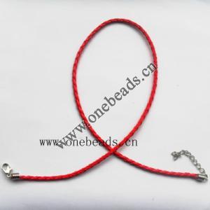leather Necklace, 3mm wide, Sold per 17-inch Strand