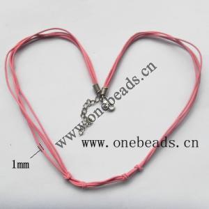 Necklace,PU Cord Knot 4-Root 1mm with Iron Clasps, Sold per 17-Inch Strand