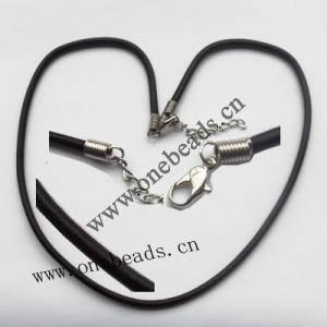 leather Necklace，3mm Sold per 17-inch Strand