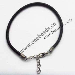 leather Bracelet，3mm Sold per 8-inch Strand