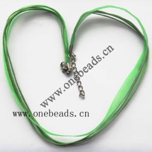 Necklace, Wax Cord 1mm & Organza Ribbon Transparent, with Iron Clasp Hasp Sold per 17-inch Strand