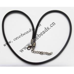 Necklace, rubber (synthetic) 3mm round Sold per pkg 17-inch Strand