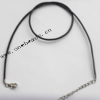 Necklace, PU Cord 2mm twisted with Iron Clasps Sold per 17-Inch Strand