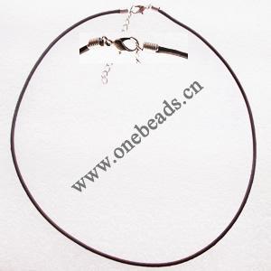 leather Necklace，2mm Sold per 17-inch Strand
