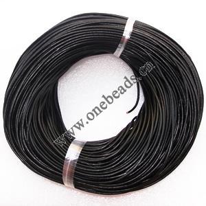 Cowhide Leather Cord, Black 1mm thick, Sold by Meter
