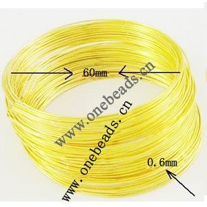 Regular Finsh Mewory Wire, Stainless Colorized, Medium Bracelet, Inner Diameter:60mm  0.6mm thick Sold by KG