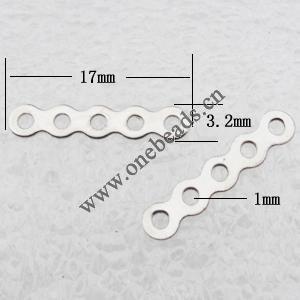 Spacer bars, Iron Jewelry Findings, 5-hole, 17x3.2mm hole=1mm, Sold per pkg of 10000
