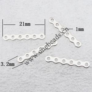 Spacer bars, Iron Jewelry Findings, 6-hole, 21x3.2mm hole=1mm, Sold per pkg of 10000