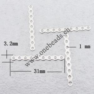 Spacer bars, Iron Jewelry Findings, 9-hole, 31x3.2mm hole=1mm, Sold per pkg of 10000