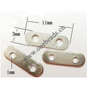 Spacer bars, Iron Jewelry Findings, 2-hole, 11x3mm  hole=1mm, Sold per pkg of 10000