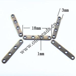 Spacer bars, Iron Jewelry Findings, 4-hole, 18x3mm  hole=1mm, Sold per pkg of 10000