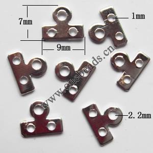 Spacer bars, Iron Jewelry Findings, 3-hole, 7x9mm Hole:1mm 2.2mm, Sold per pkg of 10000