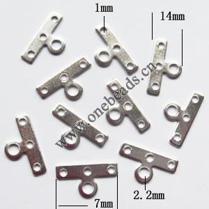 Spacer bars, Iron Jewelry Findings, 4-hole, 7x14mm Hole:1mm 2.2mm, Sold per pkg of 10000